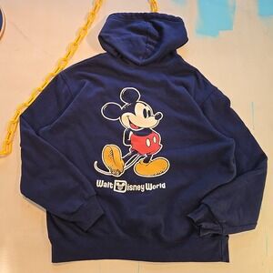 Disney‎ Mickey Mouse L Hoodie Navy Full Zip 1928 Walt Disney World Adult Cotton